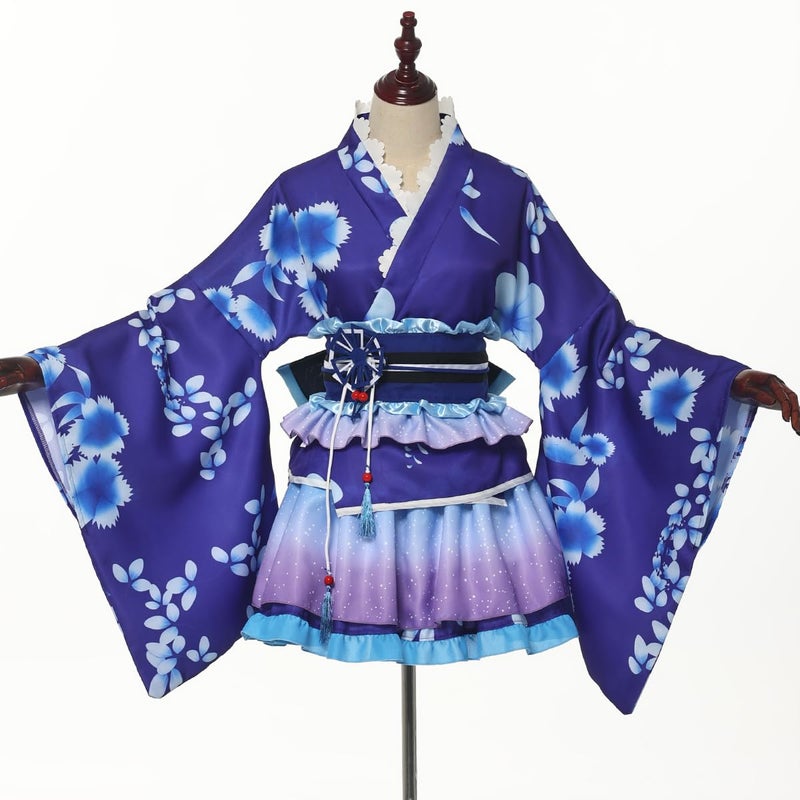 GRACEART Japanese Yukata Kimono Costume Anime Cosplay Robe (Blue) - Image 3